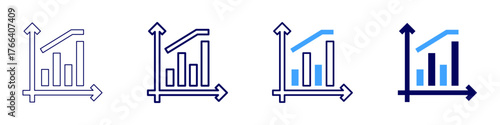 Statistics trends icon in 4 different styles. Thin Line, Line, Bold Line, Duotone. Duotone style. Editable stroke