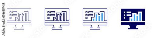 Statistics webinar icon in 4 different styles. Thin Line, Line, Bold Line, Duotone. Duotone style. Editable stroke