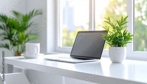 Wallpaper Mural Minimalist Workspace with Natural Touch Torontodigital.ca