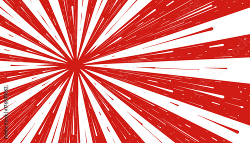 Red and white radial speed lines illustration, dynamic comic book style burst