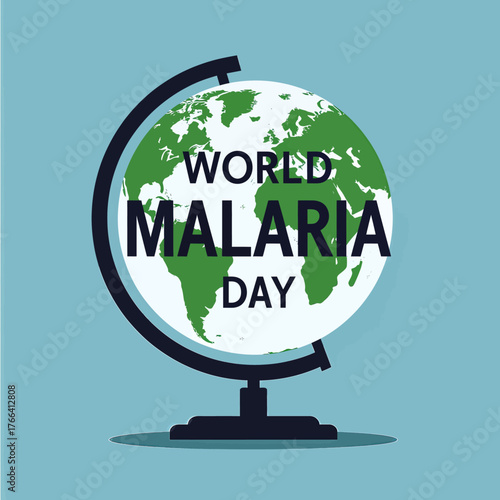 World malaria day flat design globe illustration on light blue background