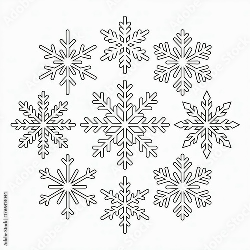 set of snowflakes sketch 
