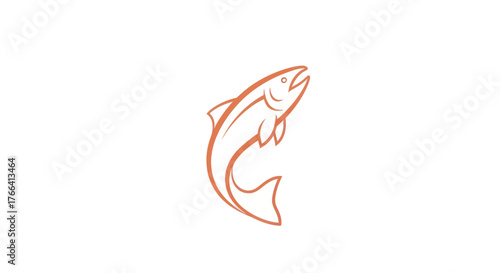 A stylized illustration of a salmon leaping upwards.