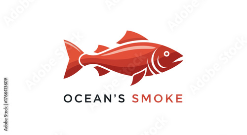 Oceans Smoke logo featuring a vibrant red fish illustration, seafood restaurant branding.