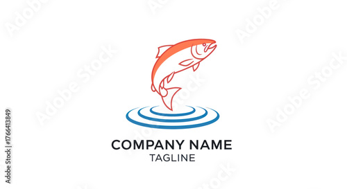 Dynamic Fish Jumping Out of Water Logo Design.