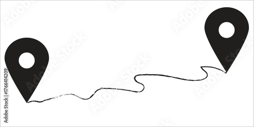 Location route icon with dotted map path and navigation pin — travel, GPS, delivery, and map route illustration