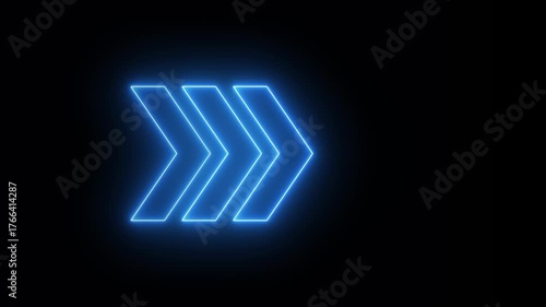 Animated neon right arrow. Right arrow isolate motion. direction arrow icon. arrow pointing right 4k video.	