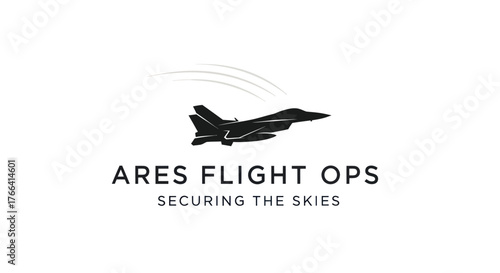 Ares Flight Ops Securing the Skies with Jet Aircraft Silhouette.