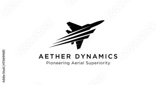 Aether Dynamics logo featuring a stylized fighter jet silhouette with speed lines.