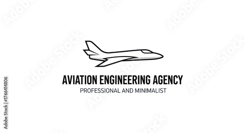 Minimalist Line Art Logo for Aviation Engineering Agency with Airplane Icon.