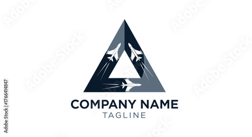 Modern Aviation Logo Design with Intersecting Airplanes Forming a Triangle.