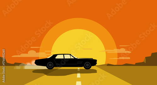 Car at sunset