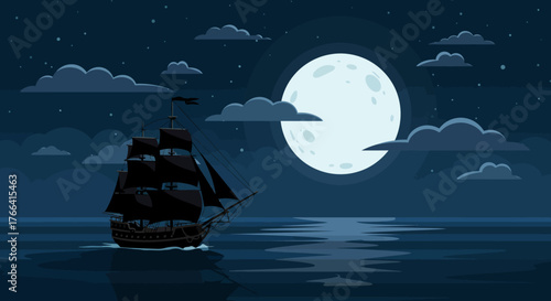 Moonlit Pirate Ship