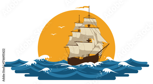 Sailing ship at sea
