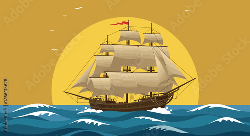 Sailing Ship at Sea