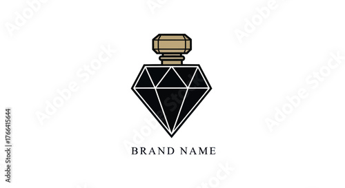 Elegant Diamond Perfume Bottle Design with Luxurious Brand Identity.