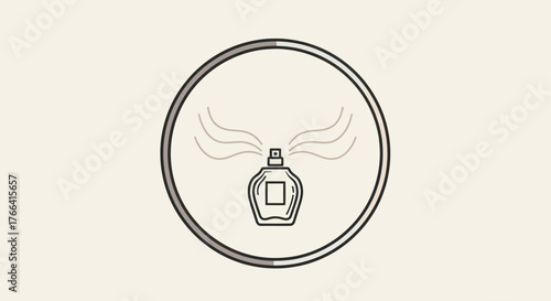 Elegant perfume bottle line art icon with scent spray.