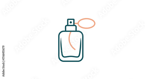 Perfume bottle with spray cloud color line icon.
