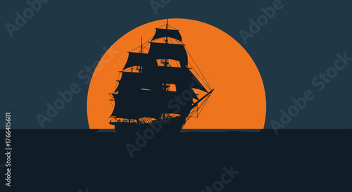 Ship at sunset