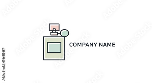 Minimalist perfume bottle logo design with company name placeholder.