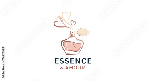 Elegant perfume bottle design with essence and amour branding for fragrance.