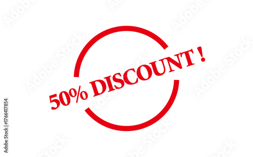 50% DISCOUNT ! - Red Rubber Stamp With text 50% DISCOUNT !

