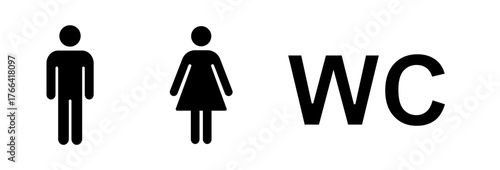 Toilet icon set. Male and female restroom. WC icons set. Vector Illustration