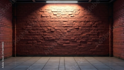 Illuminated Brick Wall Under Fluorescent.