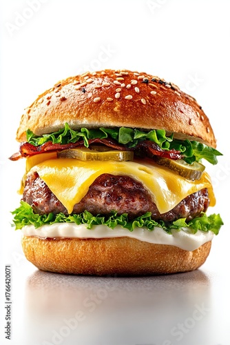 Fresh tasty burger isolated on white background