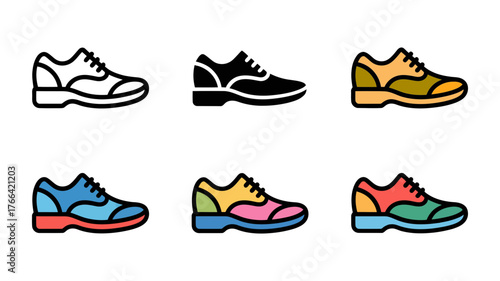 Vector art of set of six different colorful sneakers