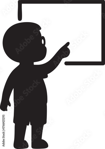 Baby boy imagining teacher role – black silhouette icon