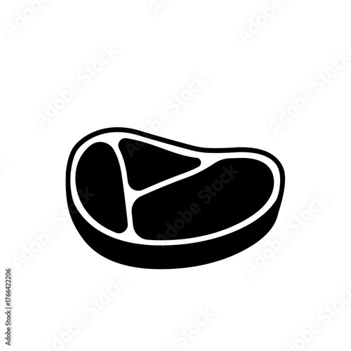 Meat steak raw beef protein flat black icon
