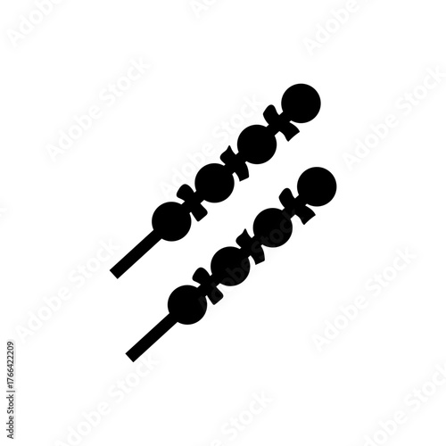 Satay skewer indonesian grilled meat flat black icon
