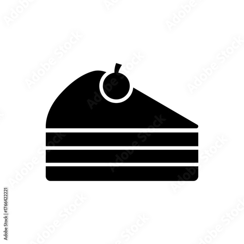 Slice of cake dessert pastry sweet flat black icon

