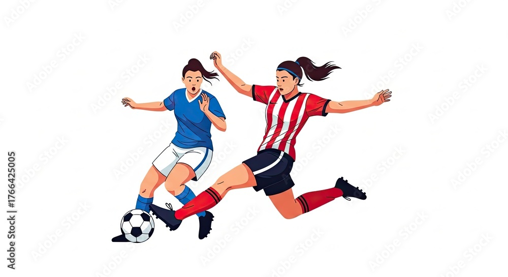 Obraz premium Dynamic Womens Soccer Match - Intense Competition and Athleticism.