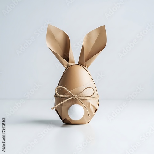 Easter bunny paper gift egg wrapping diy idea. Minimal easter concept