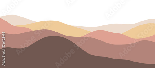 Multicolor mountains panorama, translucent waves, abstract color glass shapes, modern background, design Illustration for you project
