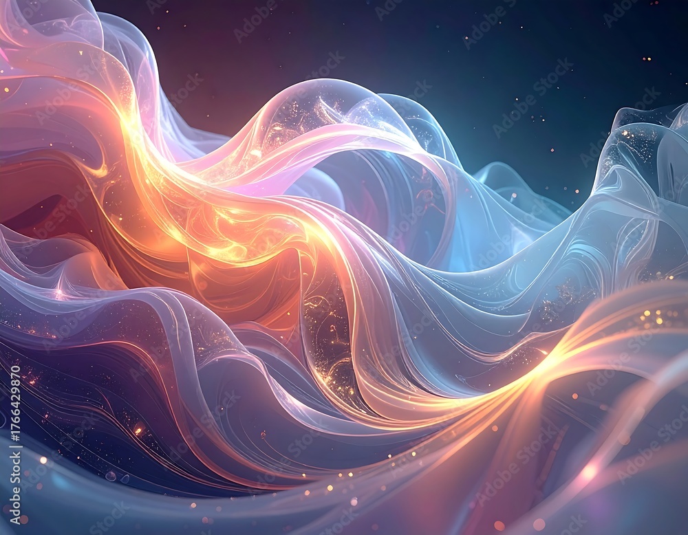 Obraz premium Abstract depiction of glowing waves with ethereal, flowing light patterns