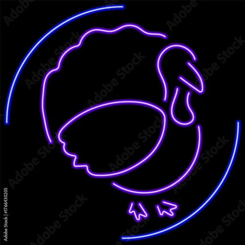 thanksgiving day neon sign, modern glowing banner design, colorful modern design trend on black background. Vector illustration.