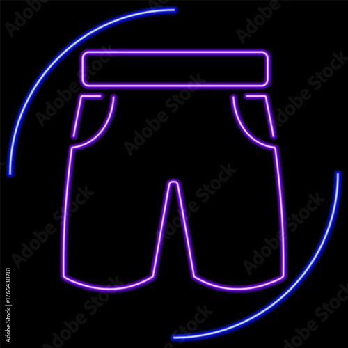 shorts neon sign, modern glowing banner design, colorful modern design trend on black background. Vector illustration.