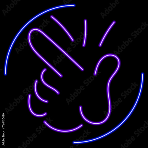 snap of fingers neon sign, modern glowing banner design, colorful modern design trend on black background. Vector illustration.