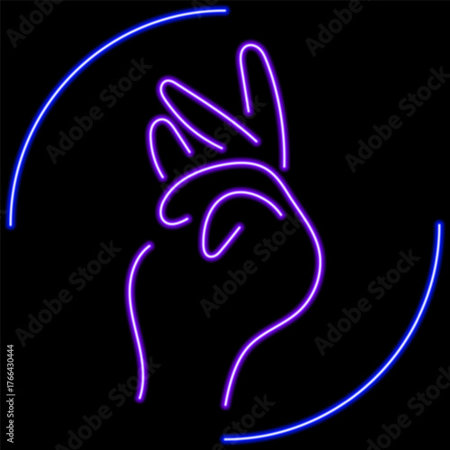 snap of fingers neon sign, modern glowing banner design, colorful modern design trend on black background. Vector illustration.