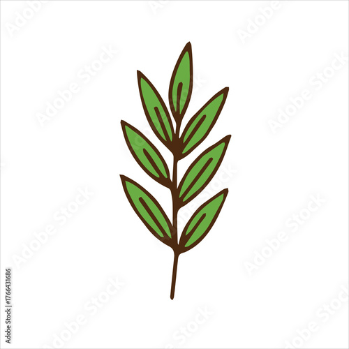Green Branch Leaf Vector Illustration