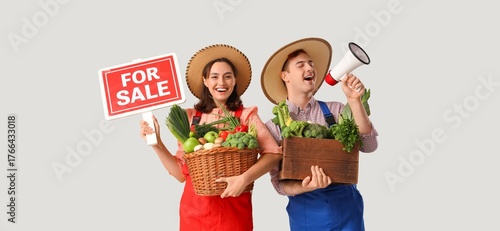 Farmers with fresh vegetabl...