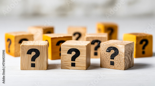 Art photo of wooden blocks expressing uncertainty and decision