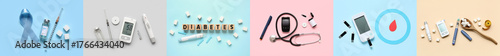 Collage with glucometers, s...