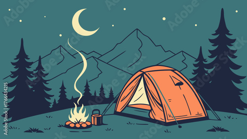 camping in the night