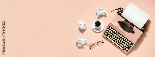 Vintage typewriter with cup...