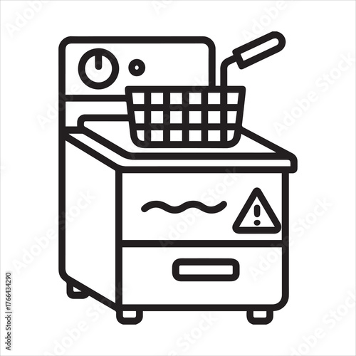 Commercial deep fryer outline icon vector