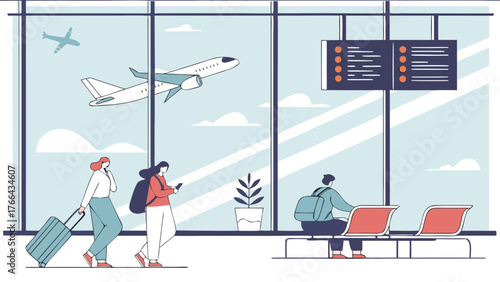 illustration of business people working in office